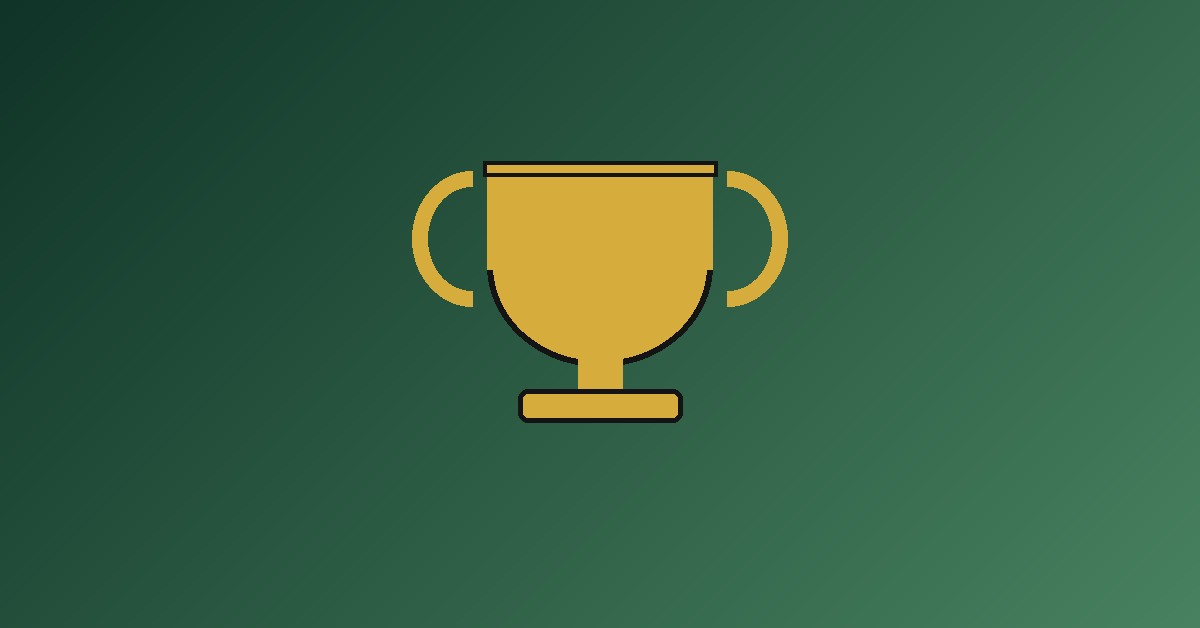 trophy logo on gradient background