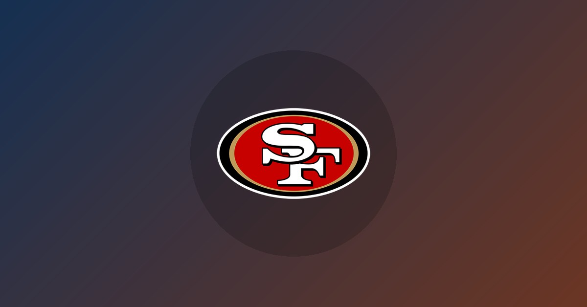 San Francisco 49ers logo on gradient background