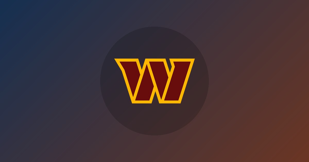 Washington Commanders logo on gradient background